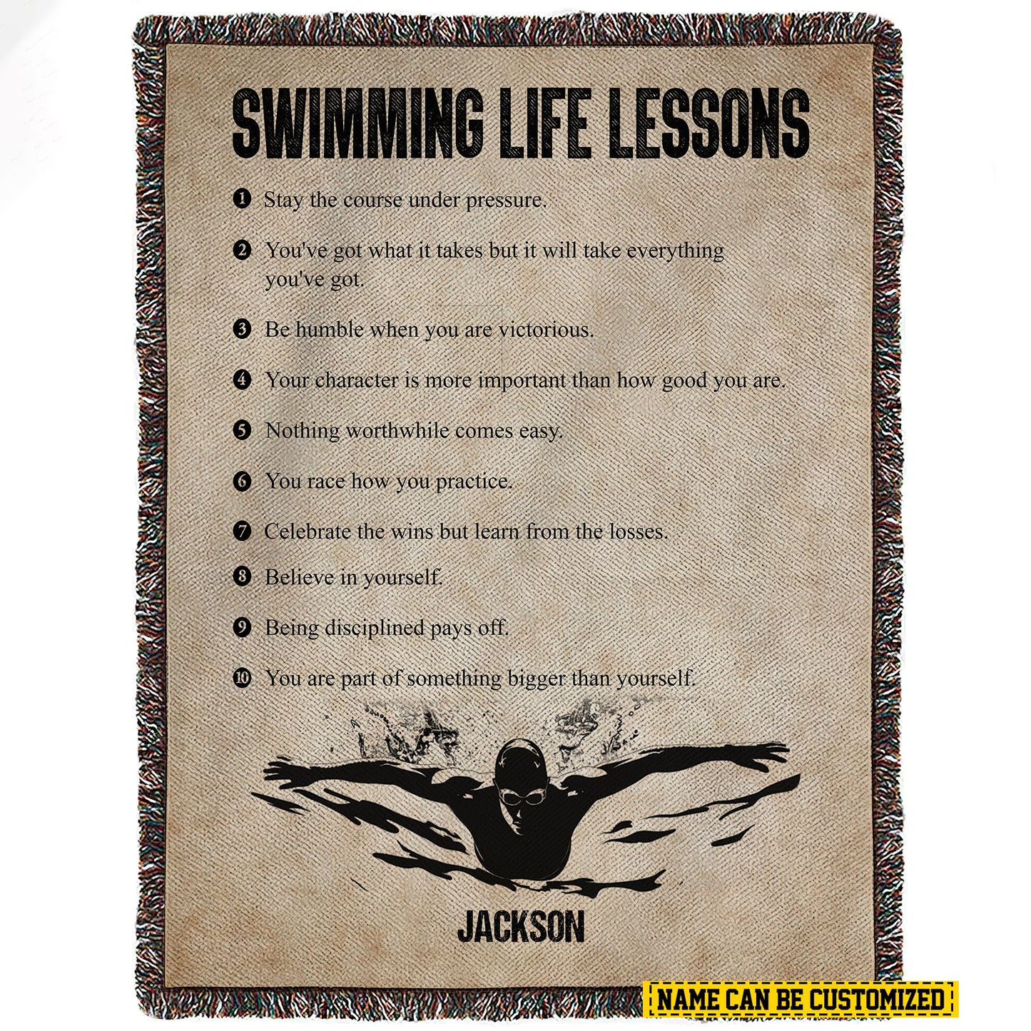 Personalized Swimming Life Lessons Fleece Blanket, Swimming Woven Blanket, Cool Sherpa Blanket Gift For Swimming Lovers