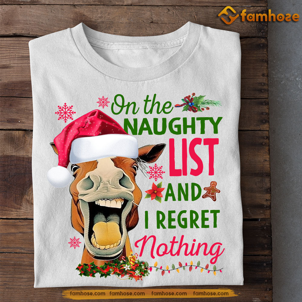 Funny Horse Christmas T-shirt, Cheeky Christmas Horse No Regrets, Gift For Horse Lovers, Horse Riders, Equestrians