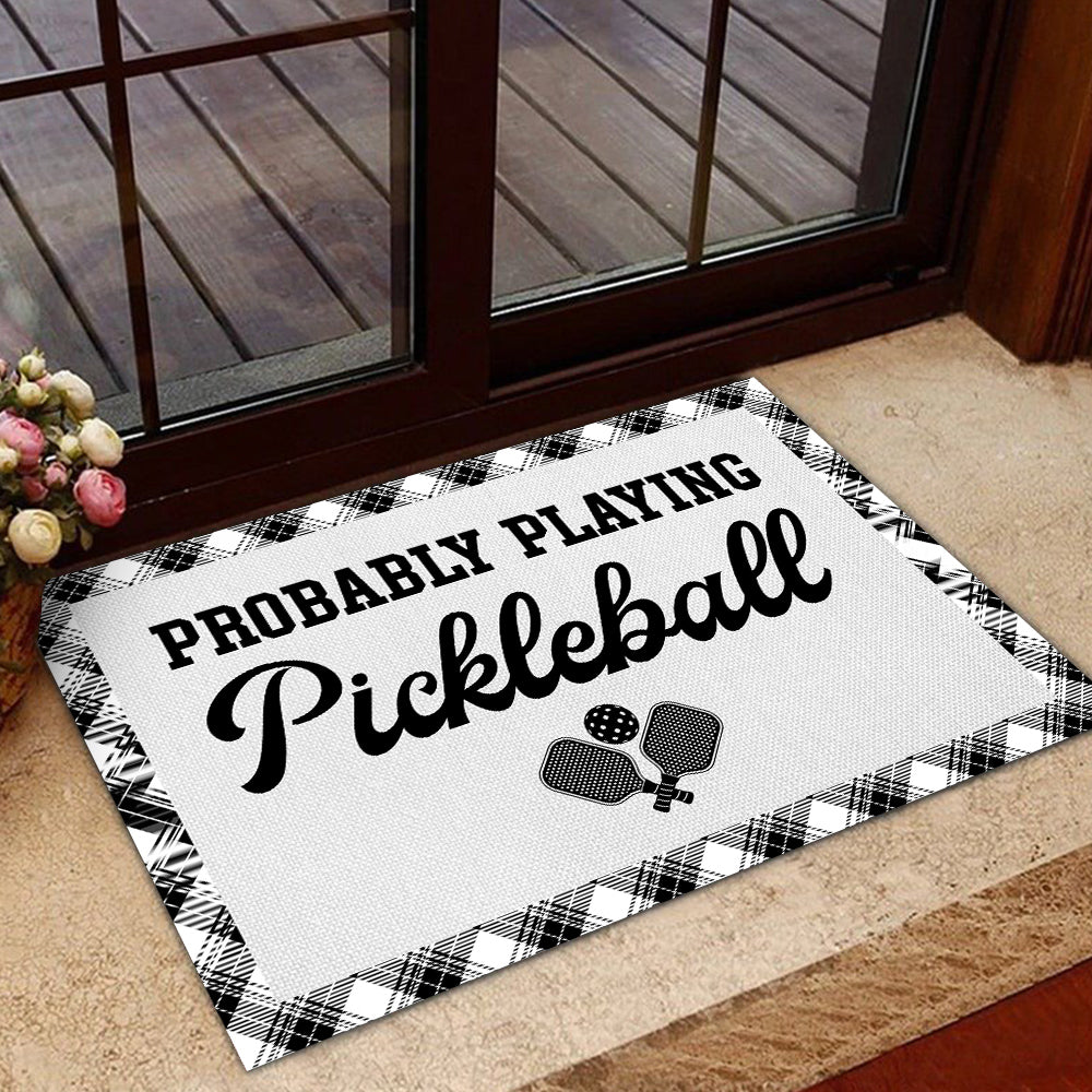 Christmas Pickleball Doormat, Probably Playing Pickleball Doormat For Home Decor Housewarming Gift, Welcome Mat Gift