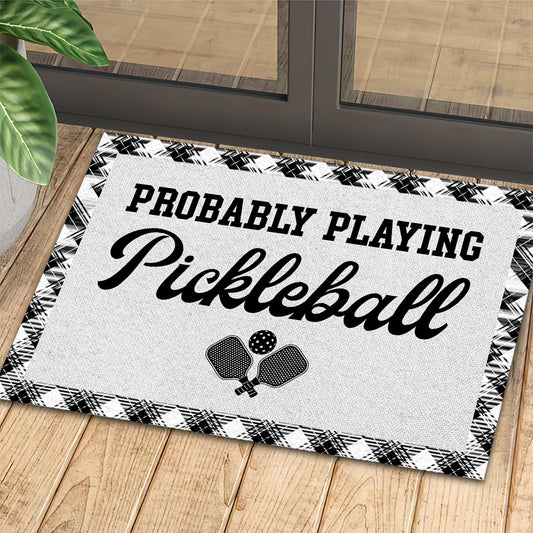 Christmas Pickleball Doormat, Probably Playing Pickleball Doormat For Home Decor Housewarming Gift, Welcome Mat Gift