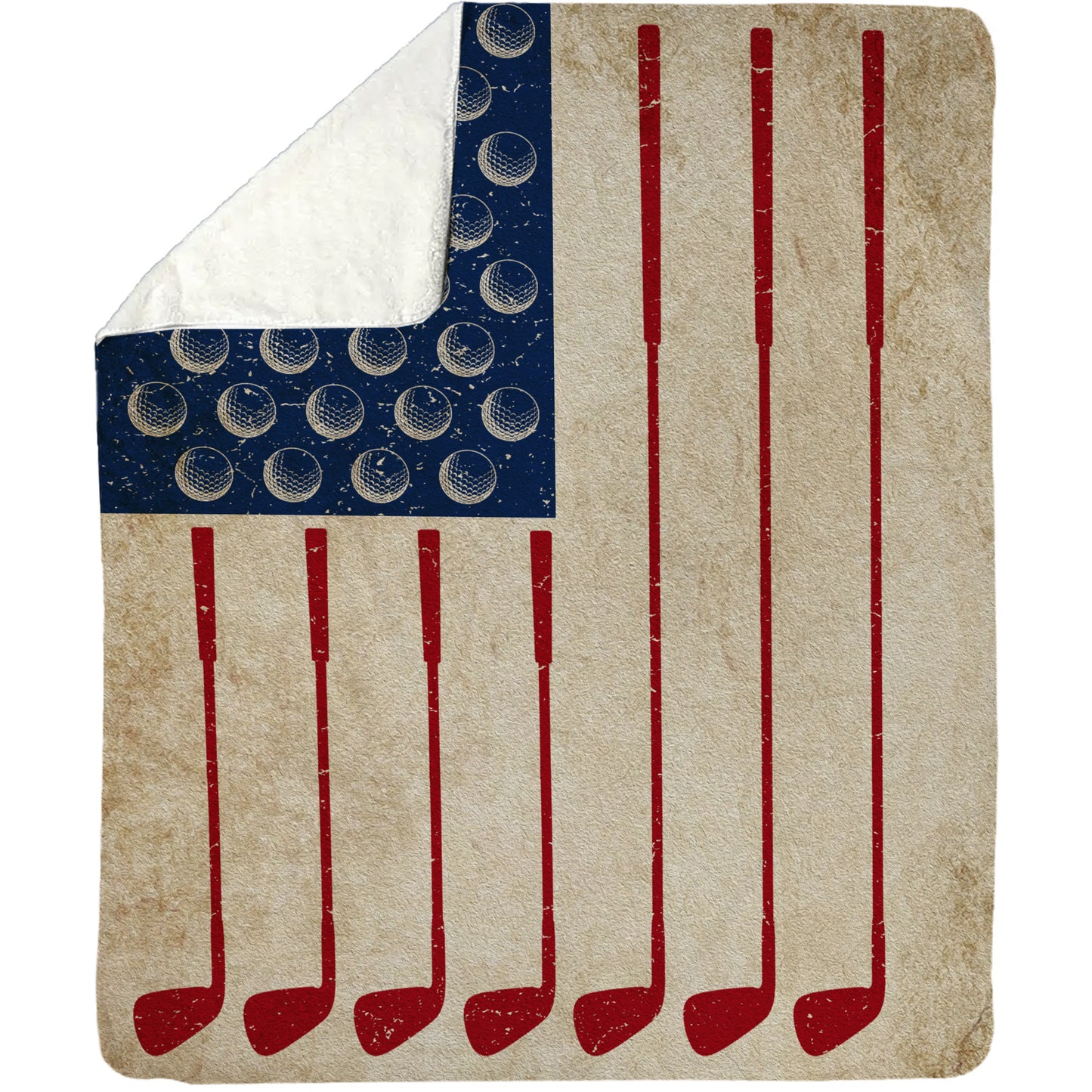 Golf American Flag Fleece Blanket, Golf Woven Blanket, Cool Sherpa Blanket Gift For Golf Lovers