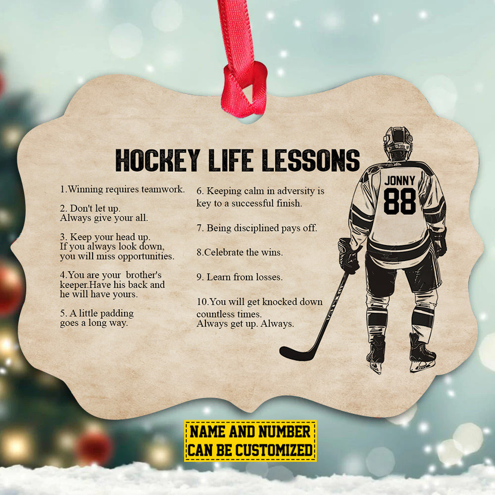 Personalized Hockey Boy Christmas Ornament, Always Get Up Always, Xmas Aluminum Ornament Gift For Hockey Lovers