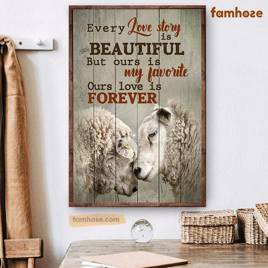 Sheep Poster & Canvas, Every Day Love Story Is Beautiful, Sheep Canvas Wall Art, Poster Gift For Sheep Lovers