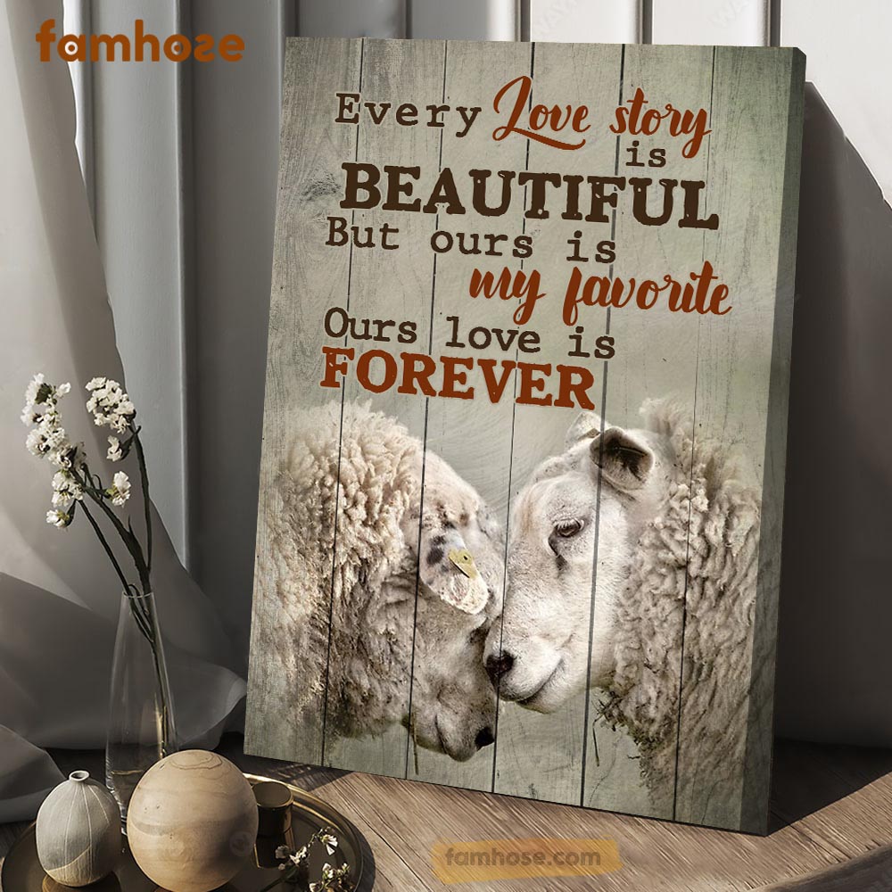 Sheep Poster & Canvas, Every Day Love Story Is Beautiful, Sheep Canvas Wall Art, Poster Gift For Sheep Lovers