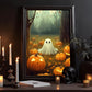 Baby Ghost Pumpkin In The Garden Halloween Canvas Painting, Wall Art Decor - Dark Ghost Halloween Poster Gift