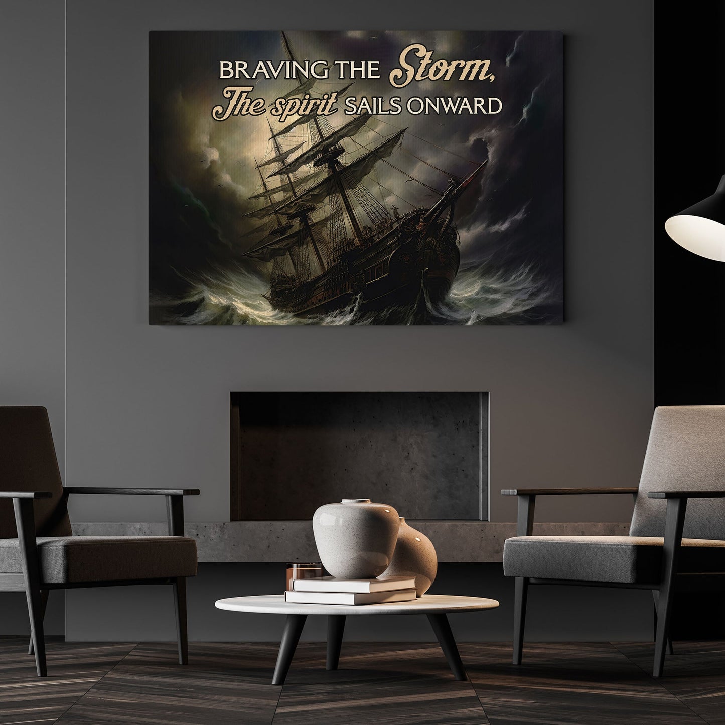 Braving The Storm, The Spirit Sails Onward, Christmas Canvas Painting, Xmas Wall Art Decor - Christmas Poster Gift