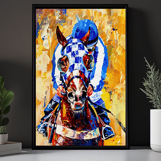 Secretariat Canvas Painting, Try To Keep Up, Jockey Wall Art Decor, Poster Gift For Horse Racing Lovers