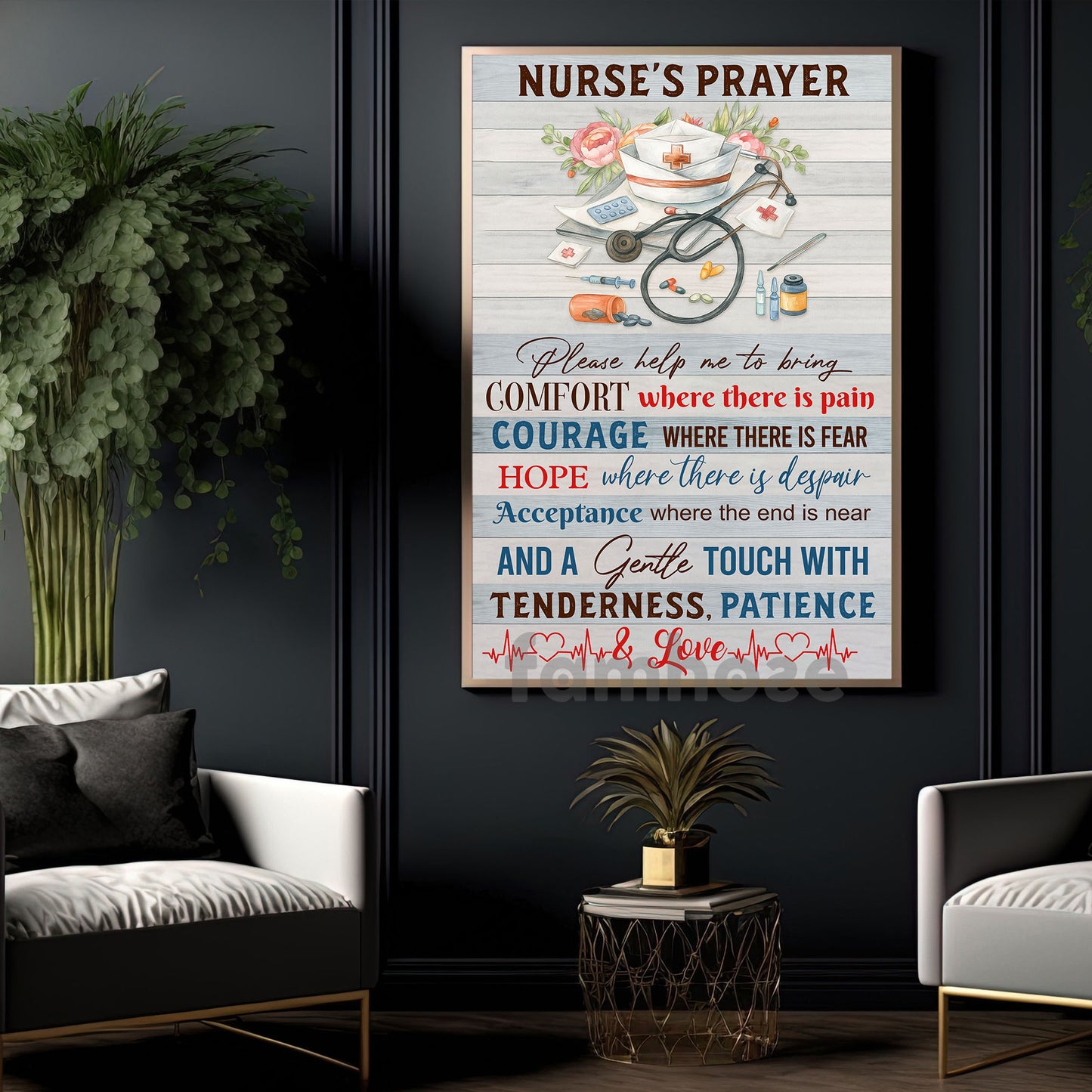 Nurse Canvas Painting, Nurse's Prayer Wall Art Decor, Poster Gift For Nurse Lover