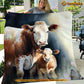 Cow Blanket, My Darling Just Look Ahead I Will Always Protect You Fleece Blanket - Sherpa Blanket Gift For Cow Lover