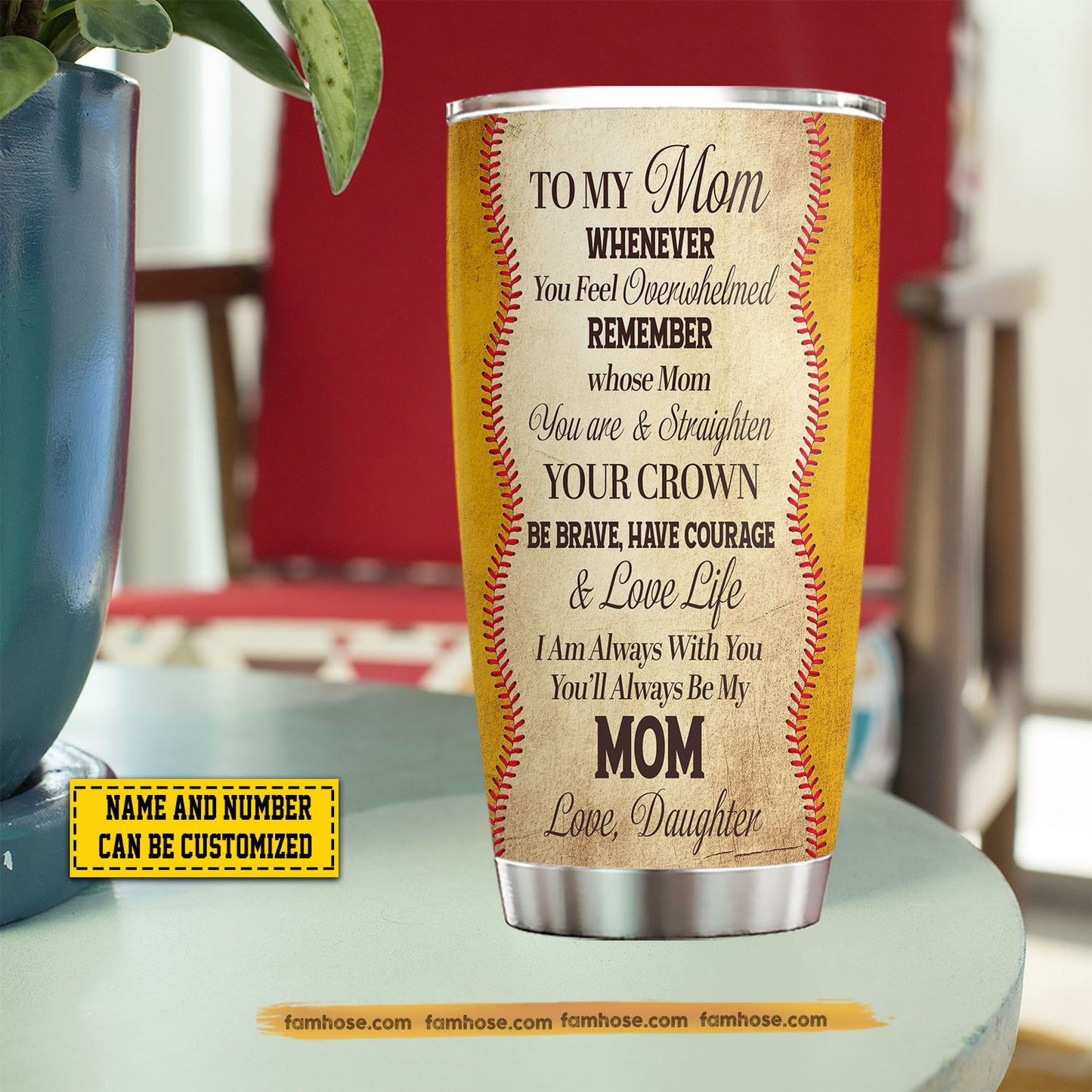 Personalized Softball Mom Daughter Tumbler, To My Mom I Am Always With You Sport Stainless Steel Tumbler, Travel Mug Tumblers Mother's Day Gift For Mom From Softball Girl