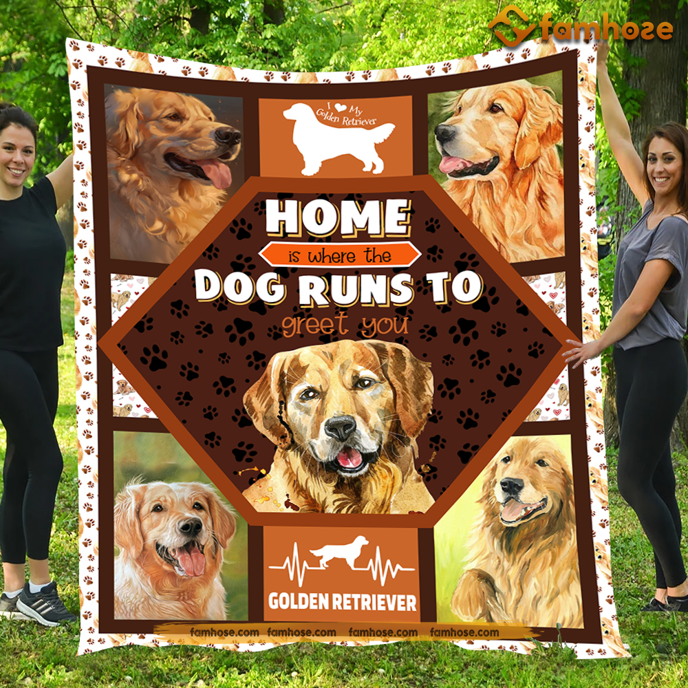 Dog Blanket, Home Is Where The Dogs Runs To Greet You Fleece Blanket - Sherpa Blanket Gift For Dog Lovers, Dog Owners