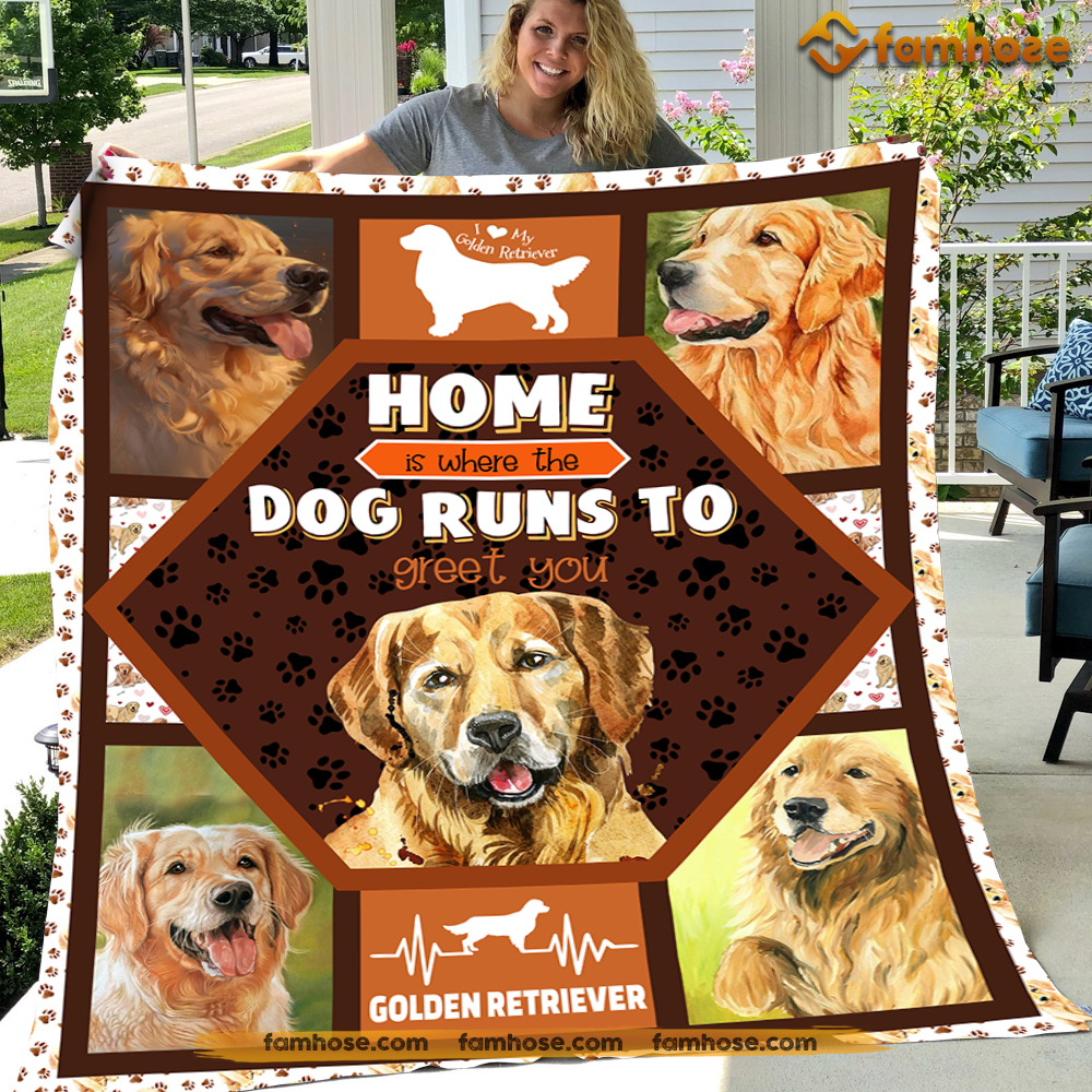 Dog Blanket, Home Is Where The Dogs Runs To Greet You Fleece Blanket - Sherpa Blanket Gift For Dog Lovers, Dog Owners