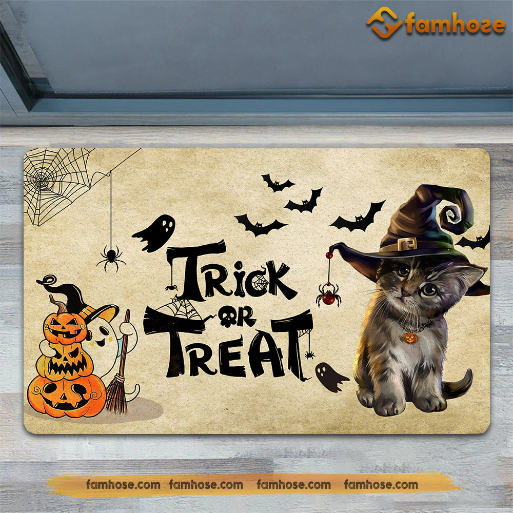 Cute Halloween Cat Doormat, Trick Or Treat, Gift For Cat Lovers, New Home Gift, Housewarming Gift, Cat Decor