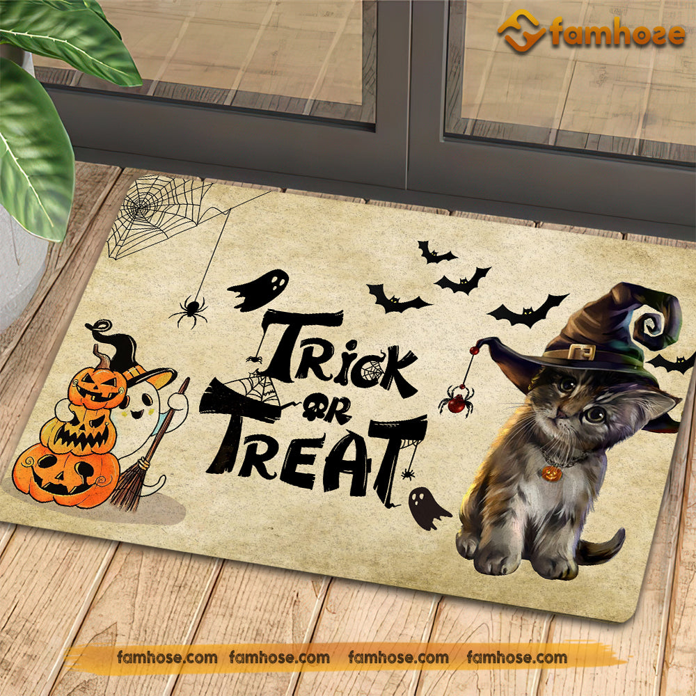 Cute Halloween Cat Doormat, Trick Or Treat, Gift For Cat Lovers, New Home Gift, Housewarming Gift, Cat Decor