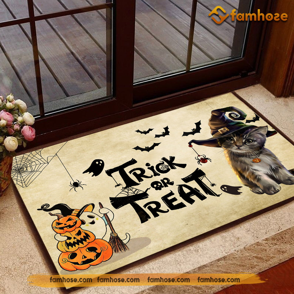 Cute Halloween Cat Doormat, Trick Or Treat, Gift For Cat Lovers, New Home Gift, Housewarming Gift, Cat Decor