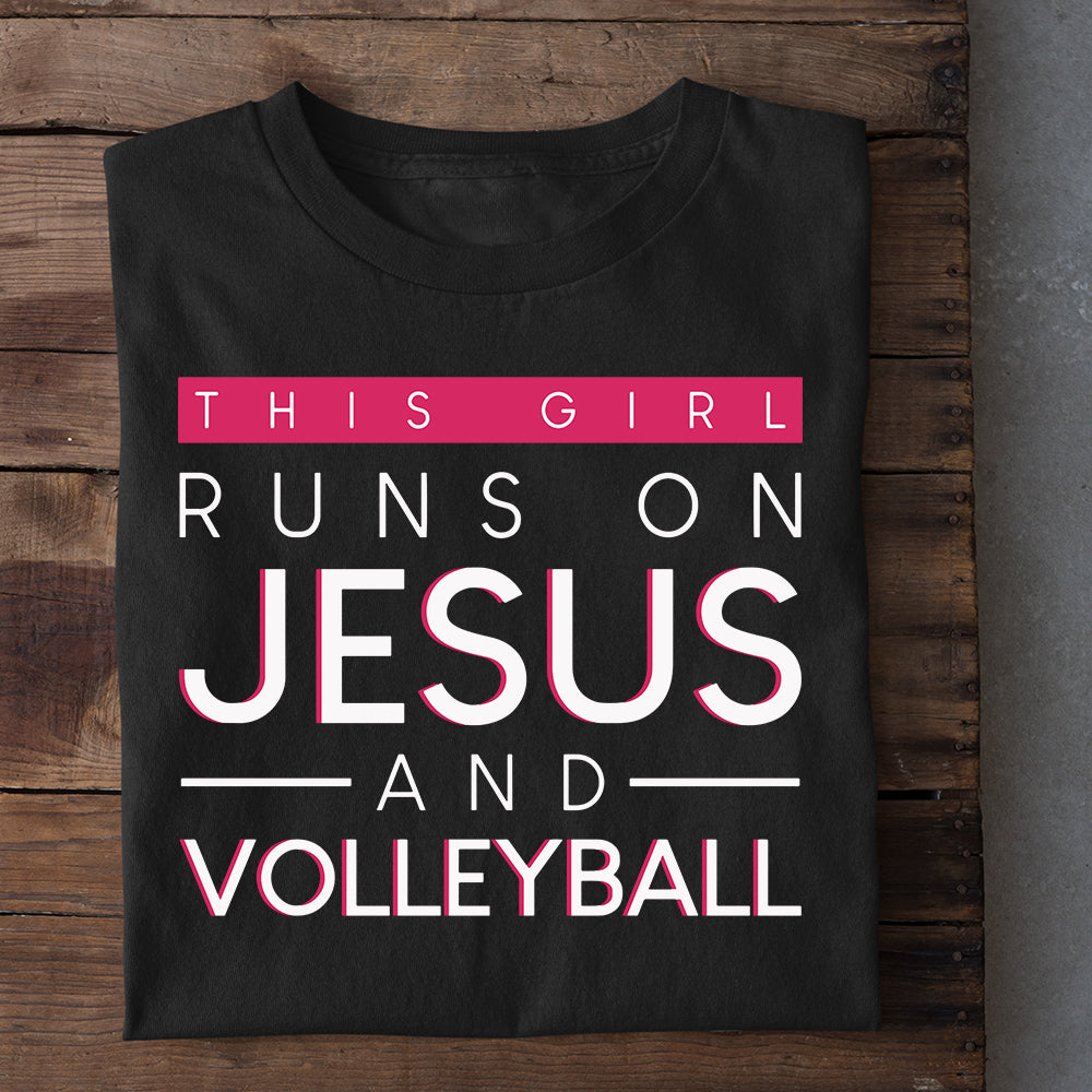 Funny Volleyball T-shirt, This Girl Runs On Jesus Volleyball, Gift For Volleyball Lovers, Volleyball Tees, Volleyball Players