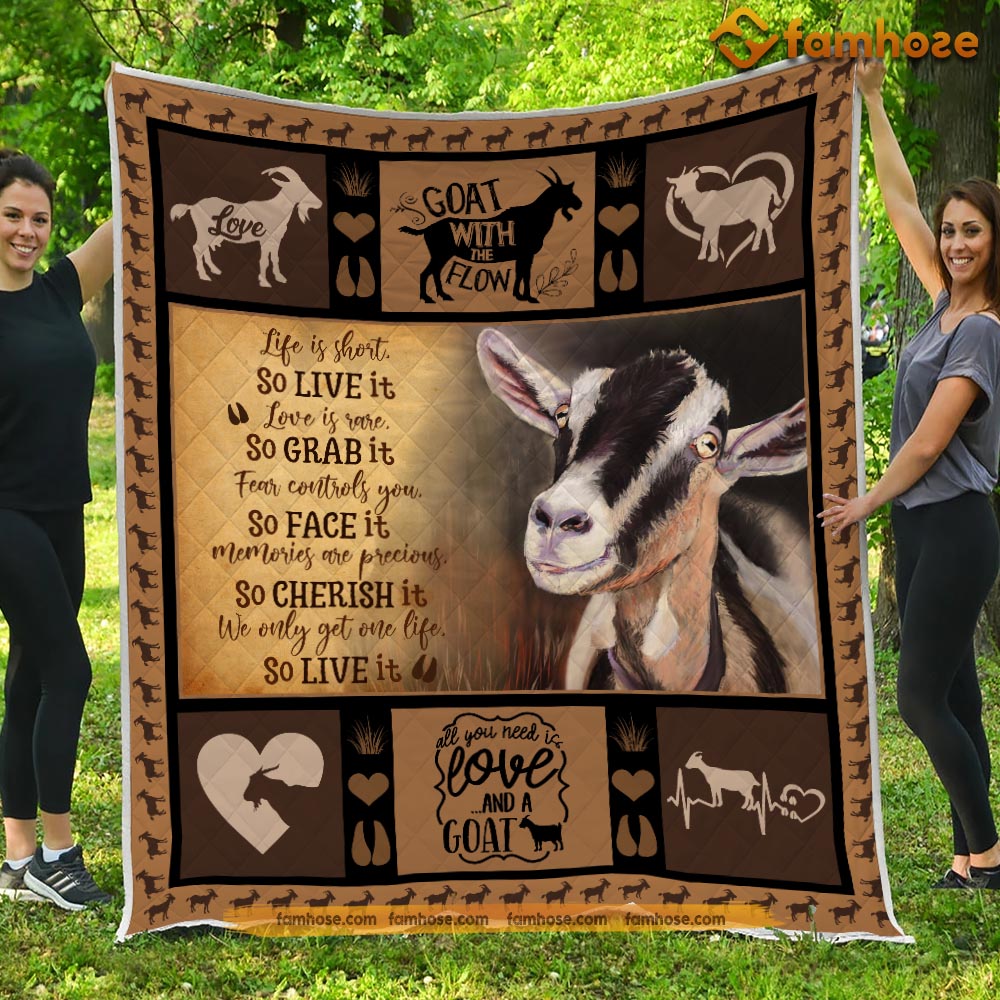 Goat Blanket, Life Is Short So Live It Love Is Rare So Grab It Goat Fleece Blanket - Sherpa Blanket Gift For Goat Lover