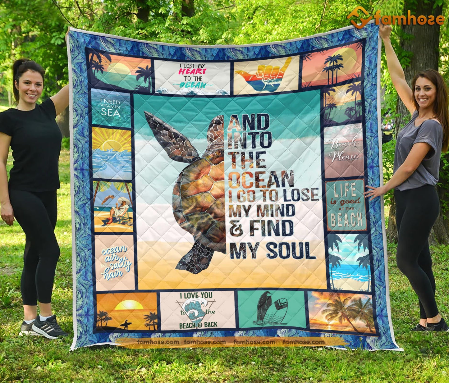 Cool Turtle Blanket, And Into The Ocean I Go To Lose My Mind And Find My Soul Fleece Blanket - Sherpa Blanket Gift For Turtle Lover, Turtle Owners