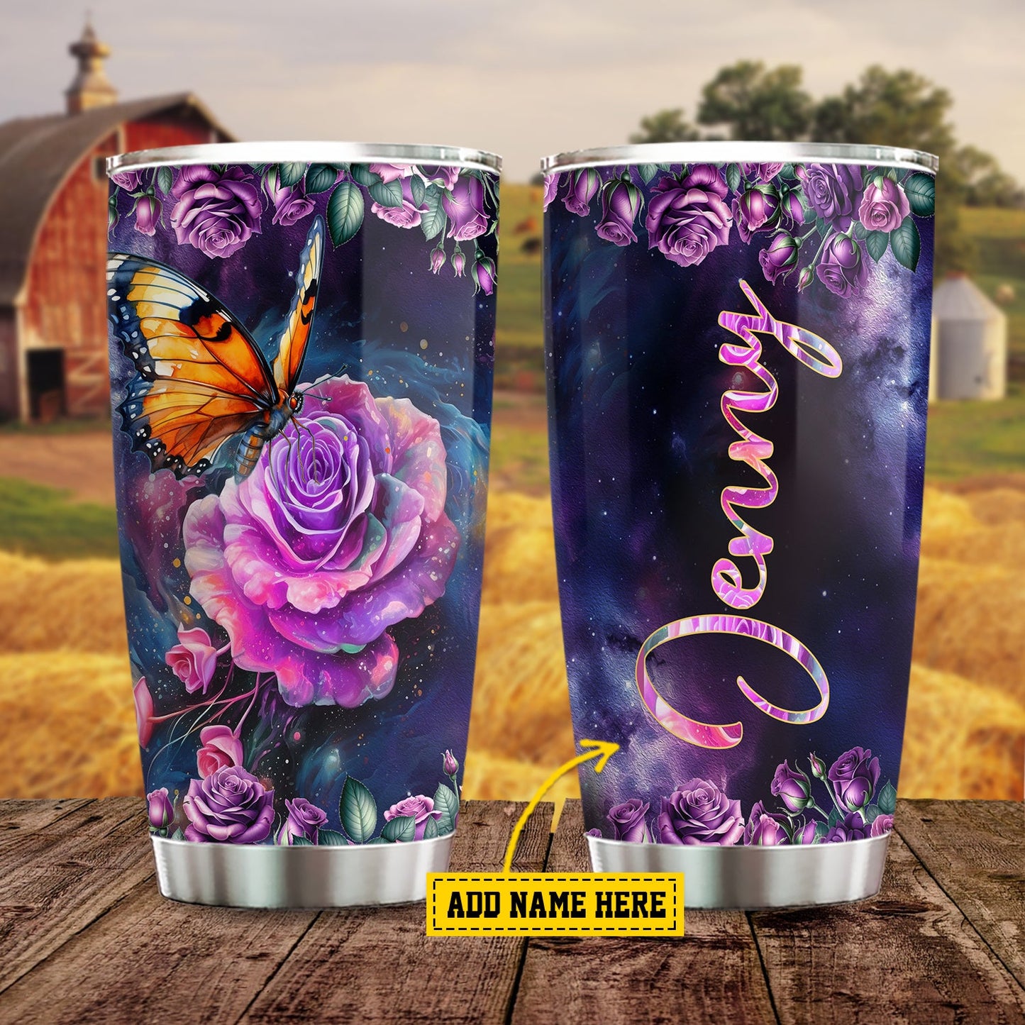 Elegant Floral Butterfly, Butterfly Personalized Stainless Steel Tumbler, Tumbler Gifts For Butterfly Lovers