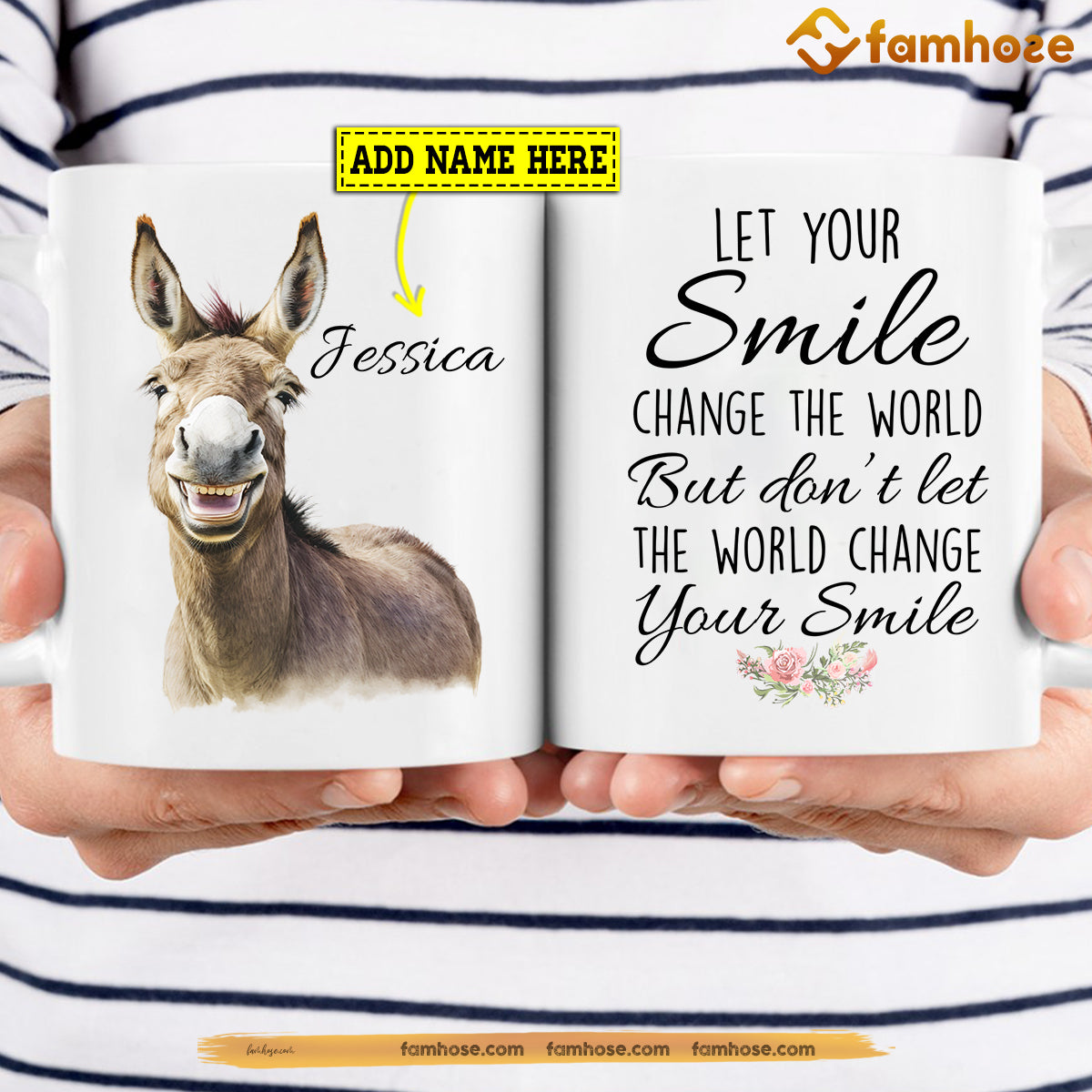 Personalized Donkey Mug, Let Your Smile Change The World Gift For Donkey Lovers, Donkey Lovers Gift Mug, Cups, Donkey Owner