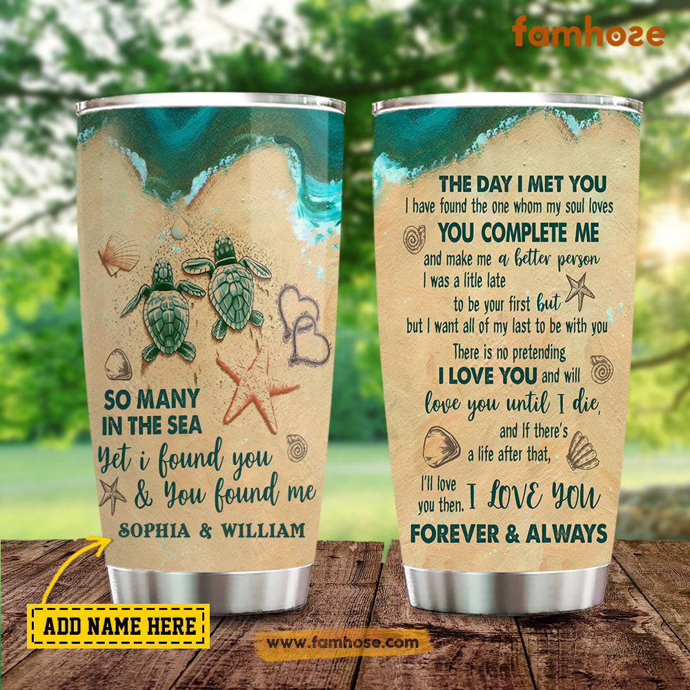 Personalized Turtle Tumbler, So Many In The Sea The Day I Met You You Complete Me Gift For Turtle Lovers