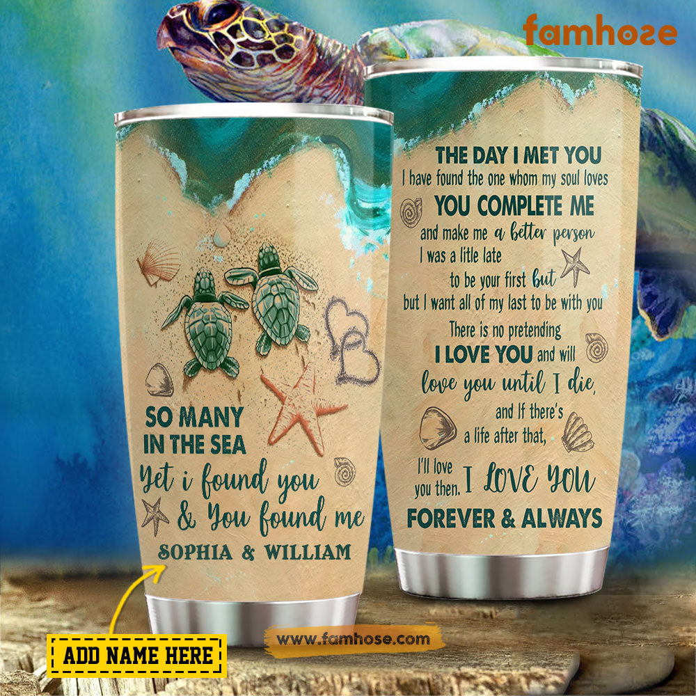 Personalized Turtle Tumbler, So Many In The Sea The Day I Met You You Complete Me Gift For Turtle Lovers