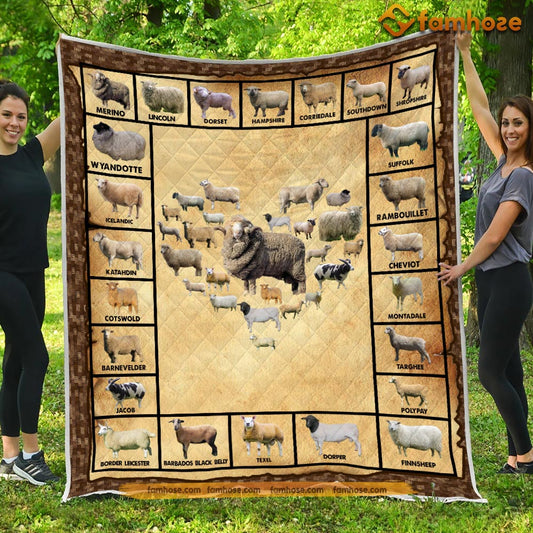 Sheep Blanket, Many Kind Of Sheep Arrange Heart Sheep Fleece Blanket - Sherpa Blanket Gift For Sheep Lover