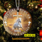 Christmas Horse Ornament, This Girl Runs On Jesus Horses Gift For Horse Lovers, Personalized Custom Circle Ceramic Ornament