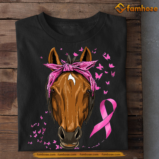 Horse T-shirt, Horse Portrait, Gift For Horse Lovers Who Supports Breast Cancer Awareness, Horse Riders, Equestrians