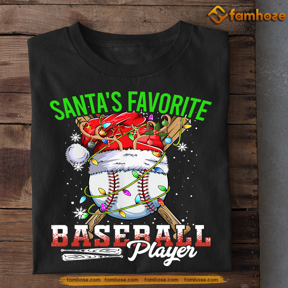 Baseball Christmas T-shirt, Santa's Favorite Baseball Player, Gift For Baseball Lovers, Baseball Tees, Baseball Players