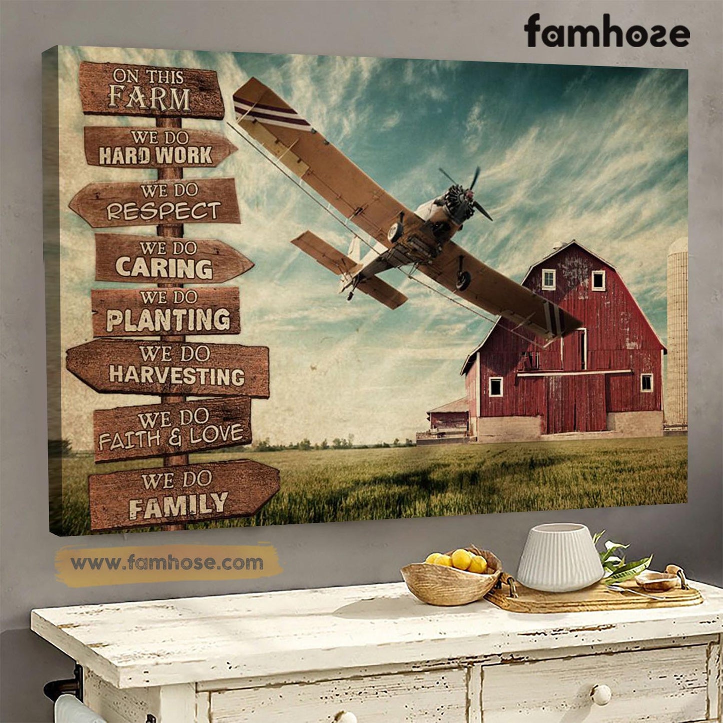 Farm Poster & Canvas, On This Farm We Do Hard Work We Do Caring, Farm Canvas Wall Art, Poster Gift For Farm Lovers