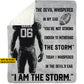 Personalized Football Boy Fleece Blanket, I Am The Storm Woven Blanket, Cool Sherpa Blanket Gift For Football Lovers