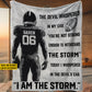 Personalized Football Boy Fleece Blanket, I Am The Storm Woven Blanket, Cool Sherpa Blanket Gift For Football Lovers