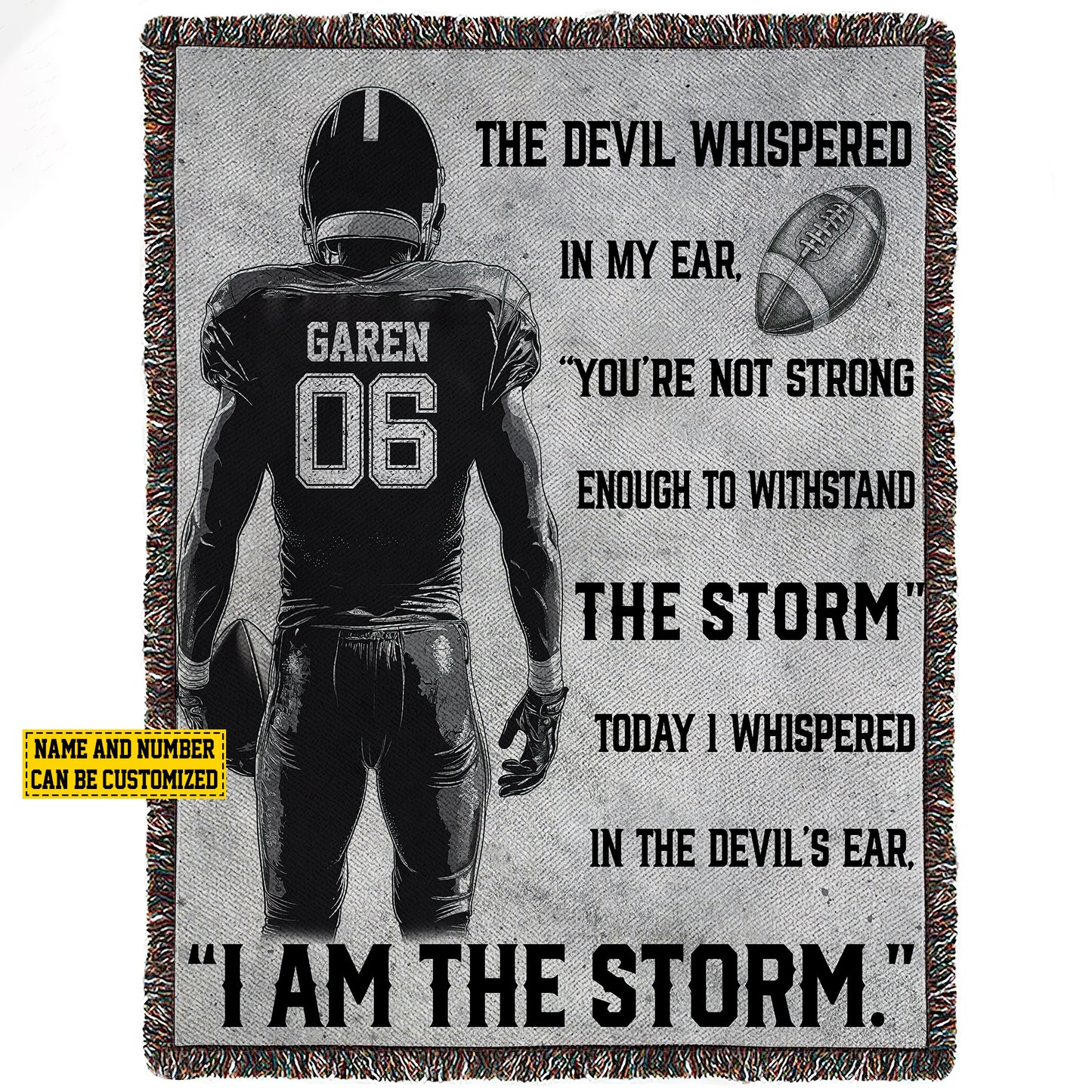 Personalized Football Boy Fleece Blanket, I Am The Storm Woven Blanket, Cool Sherpa Blanket Gift For Football Lovers