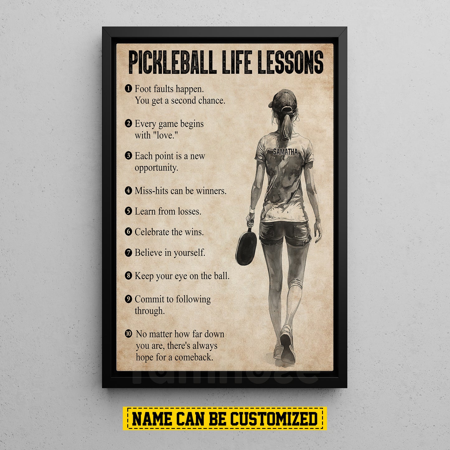 Personalized Motivational Pickleball Canvas Painting, Inspirational Quote Pickleball Life Lessons, Sport Wall Art Decor, Poster Gift For Pickleball Lovers