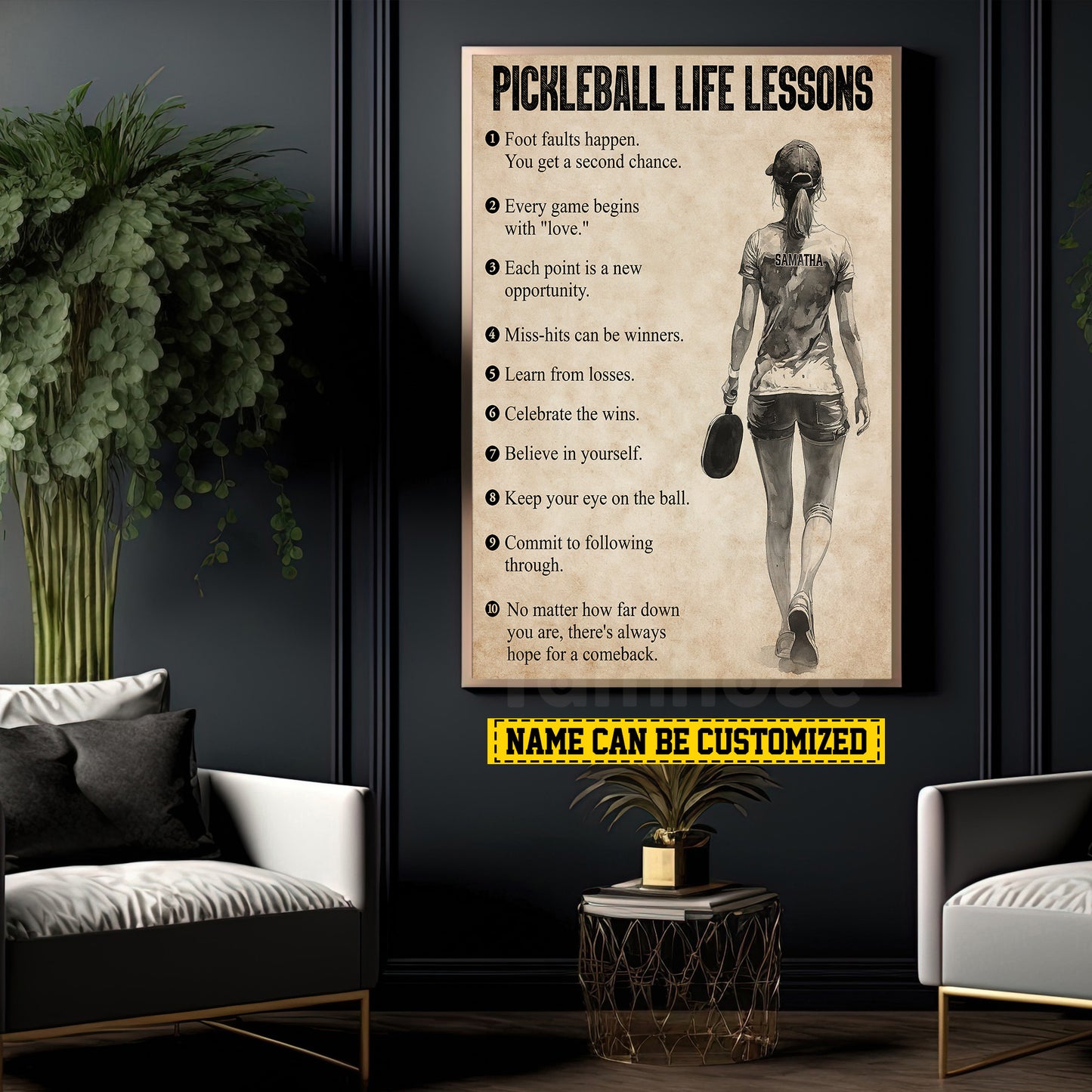 Personalized Motivational Pickleball Canvas Painting, Inspirational Quote Pickleball Life Lessons, Sport Wall Art Decor, Poster Gift For Pickleball Lovers