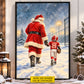Personalized Christmas Santa and Football Boy Canvas Painting, Santa's Little Football Star Wall Art Decor, Xmas Poster Gift For Football Lover