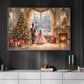 Christmas Nutcracker Canvas Painting, Clara And Toy Soldier By Christmas Tree Wall Art Decor, Xmas Poster Gift For Nutcracker Lover