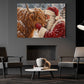 Christmas Highland Cow Canvas Painting, Fluffy Scottish Highland Cattle In Snow Wall Art Decor, Xmas Poster Gift For Cow Lover