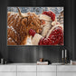Christmas Highland Cow Canvas Painting, Fluffy Scottish Highland Cattle In Snow Wall Art Decor, Xmas Poster Gift For Cow Lover