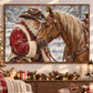 Christmas Cowboy American Quarter Horse Canvas Painting, Western Santa Hugging Palomino Horse Wall Art Decor, Xmas Poster Gift For Equestrian Horse Lover
