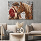 Christmas Cowboy American Quarter Horse Canvas Painting, Western Santa Hugging Palomino Horse Wall Art Decor, Xmas Poster Gift For Equestrian Horse Lover