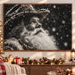 Christmas Black And White Cowboy Canvas Painting, Snowy Santa Claus Portrait Wall Art Decor, Xmas Poster Gift For Cowboys
