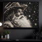 Christmas Black And White Cowboy Canvas Painting, Snowy Santa Claus Portrait Wall Art Decor, Xmas Poster Gift For Cowboys