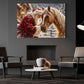 Christmas Horse Canvas Painting, Beautiful Palomino Horse In Snowy Farm Wall Art Decor, Xmas Poster Gift For Equestrian Horse Lover