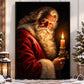 Christmas Santa Claus Canvas Painting, Santa Holding Glowing Candle Wall Art Decor, Xmas Poster Gift To Decor House Or Office
