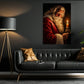 Christmas Santa Claus Canvas Painting, Santa Holding Glowing Candle Wall Art Decor, Xmas Poster Gift To Decor House Or Office