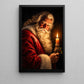 Christmas Santa Claus Canvas Painting, Santa Holding Glowing Candle Wall Art Decor, Xmas Poster Gift To Decor House Or Office