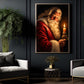 Christmas Santa Claus Canvas Painting, Santa Holding Glowing Candle Wall Art Decor, Xmas Poster Gift To Decor House Or Office