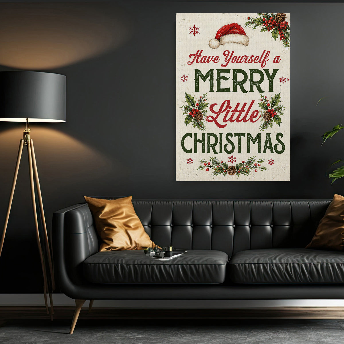 Christmas Quote Canvas Painting, Have Yourself A Merry Little Christmas Wall Art Decor, Xmas Poster Gift To Decor House Or Office